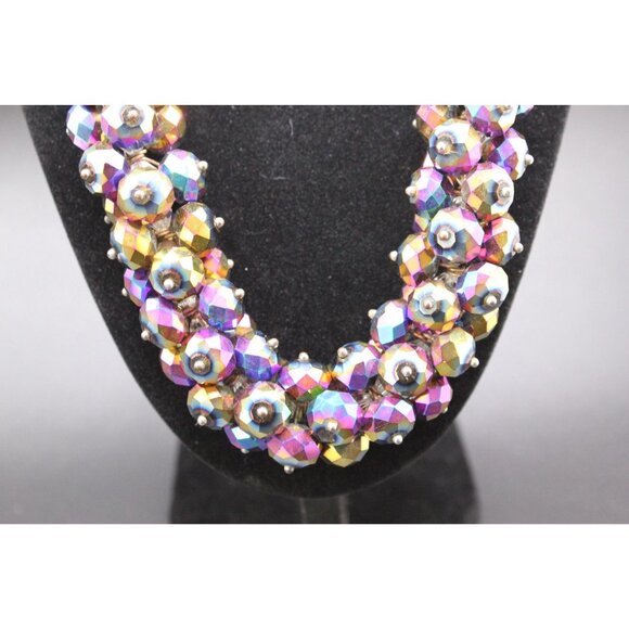 VINTAGE Joan Divero Aurora Borealis Crystal Necklace. 1950's-60's Multi-Strand S - Picture 4 of 5